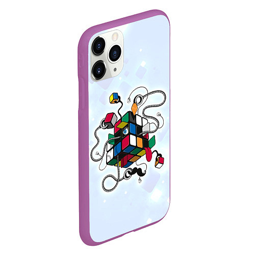 Чехол iPhone 11 Pro матовый Кубик Рубика / 3D-Фиолетовый – фото 2