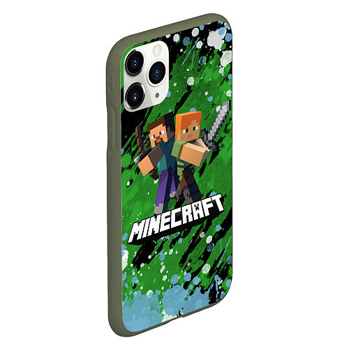 Чехол iPhone 11 Pro матовый Minecraft Майнкрафт / 3D-Темно-зеленый – фото 2