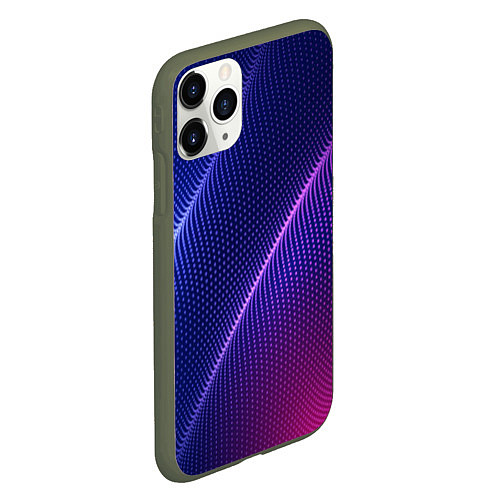 Чехол iPhone 11 Pro матовый Фиолетово 3d волны 2020 / 3D-Темно-зеленый – фото 2