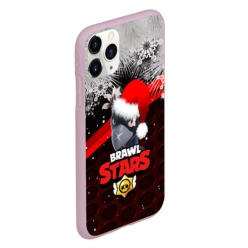 Чехол iPhone 11 Pro матовый Новогодний BRAWL STARS CROW / 3D-Розовый – фото 2