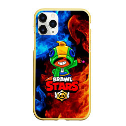 Чехол iPhone 11 Pro матовый Brawl Stars LEON, цвет: 3D-желтый