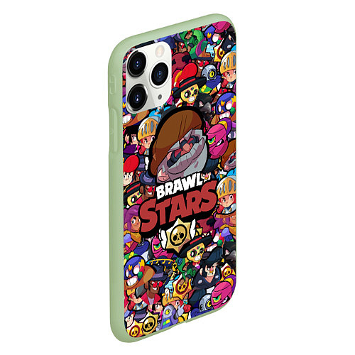 Чехол iPhone 11 Pro матовый BRAWL STARS Dinomike / 3D-Салатовый – фото 2