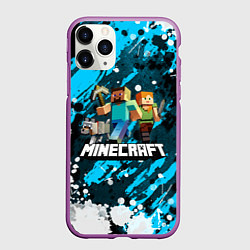 Чехол iPhone 11 Pro матовый Minecraft Майнкрафт, цвет: 3D-фиолетовый