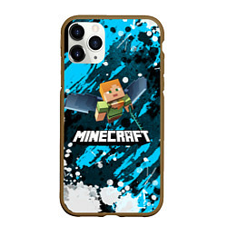 Чехол iPhone 11 Pro матовый Minecraft Майнкрафт, цвет: 3D-коричневый