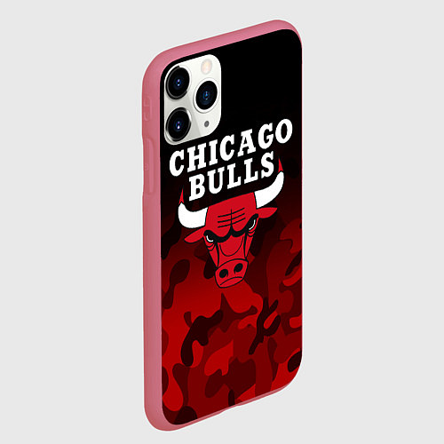 Чехол iPhone 11 Pro матовый CHICAGO BULLS / 3D-Малиновый – фото 2