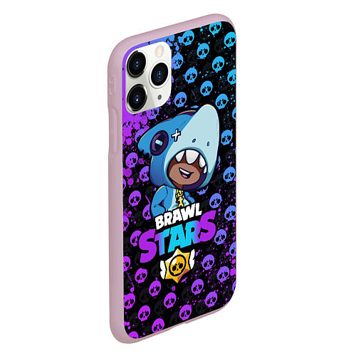 Чехол iPhone 11 Pro матовый Brawl Stars LEON SHARK / 3D-Розовый – фото 2