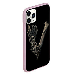 Чехол iPhone 11 Pro матовый Vikings bones logo, цвет: 3D-розовый — фото 2