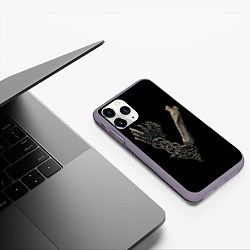 Чехол iPhone 11 Pro матовый Vikings bones logo, цвет: 3D-серый — фото 2