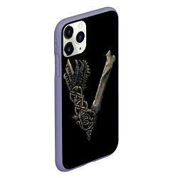 Чехол iPhone 11 Pro матовый Vikings bones logo, цвет: 3D-серый — фото 2