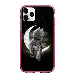 Чехол iPhone 11 Pro матовый Кот на луне