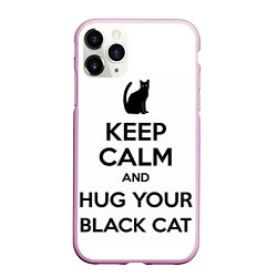 Чехол iPhone 11 Pro матовый Обними своего черного кота, цвет: 3D-розовый
