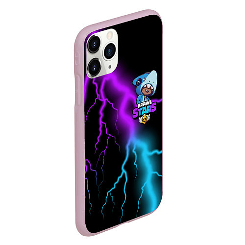 Чехол iPhone 11 Pro матовый Brawl Stars LEON SHARK / 3D-Розовый – фото 2