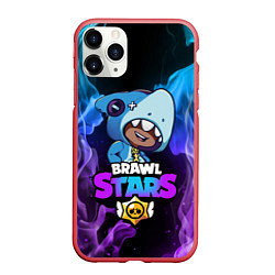 Чехол iPhone 11 Pro матовый Brawl Stars LEON SHARK, цвет: 3D-красный