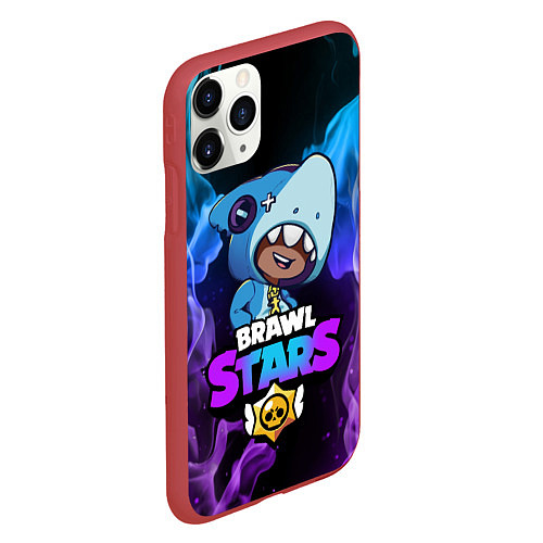 Чехол iPhone 11 Pro матовый Brawl Stars LEON SHARK / 3D-Красный – фото 2