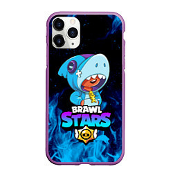 Чехол iPhone 11 Pro матовый BRAWL STARS LEON SHARK, цвет: 3D-фиолетовый