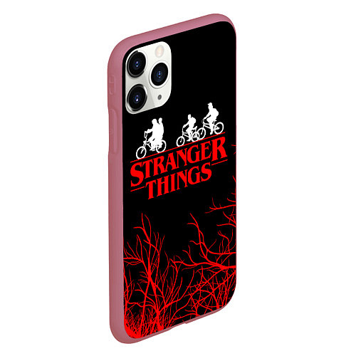 Чехол iPhone 11 Pro матовый STRANGER THINGS / 3D-Малиновый – фото 2