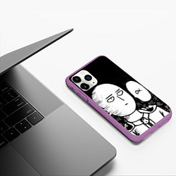 Чехол iPhone 11 Pro матовый ONE-PUNCH MAN, цвет: 3D-фиолетовый — фото 2