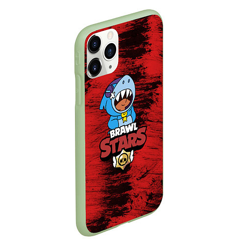 Чехол iPhone 11 Pro матовый Brawl Stars LEON SHARK / 3D-Салатовый – фото 2