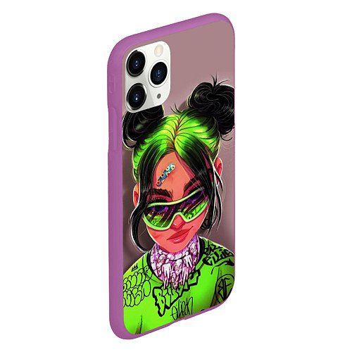 Чехол iPhone 11 Pro матовый BILLIE EILISH / 3D-Фиолетовый – фото 2