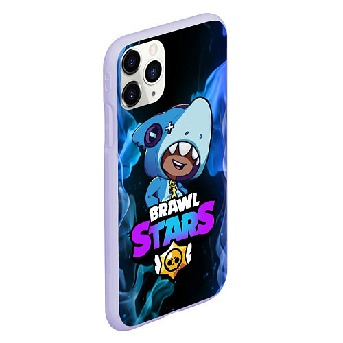 Чехол iPhone 11 Pro матовый Brawl Stars LEON / 3D-Светло-сиреневый – фото 2