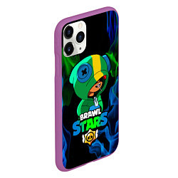 Чехол iPhone 11 Pro матовый Brawl Stars LEON, цвет: 3D-фиолетовый — фото 2