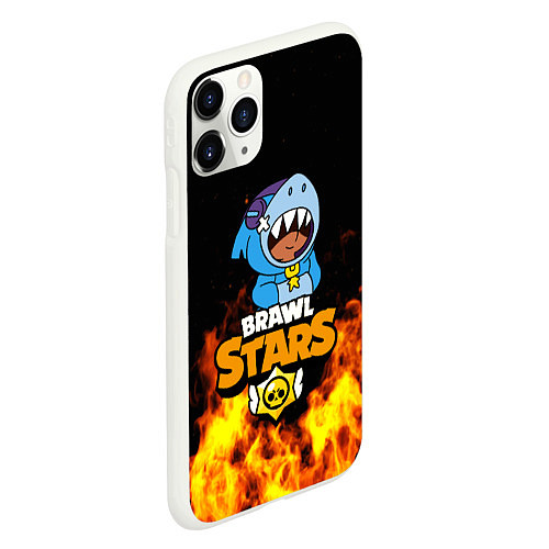 Чехол iPhone 11 Pro матовый BRAWL STARS LEON SHARK / 3D-Белый – фото 2