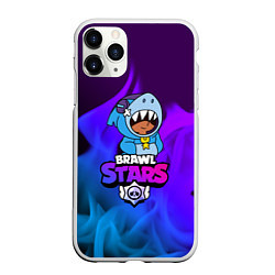 Чехол iPhone 11 Pro матовый BRAWL STARS LEON SHARK, цвет: 3D-белый