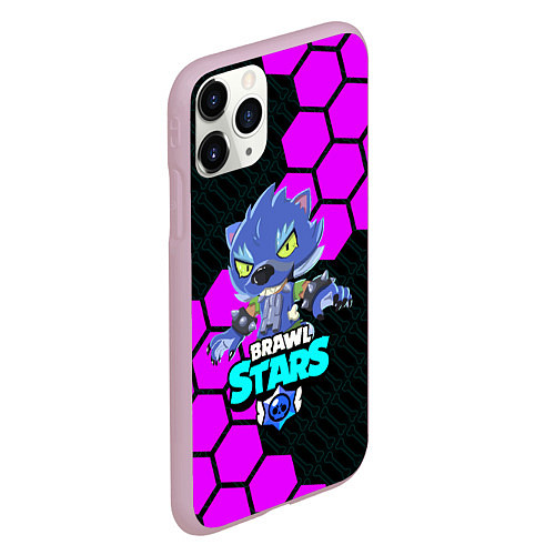 Чехол iPhone 11 Pro матовый BRAWL STARS ОБОРОТЕНЬ LEON / 3D-Розовый – фото 2