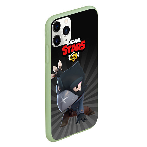 Чехол iPhone 11 Pro матовый Brawl Stars Crow / 3D-Салатовый – фото 2