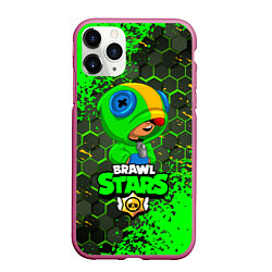 Чехол iPhone 11 Pro матовый BRAWL STARS LEON, цвет: 3D-малиновый