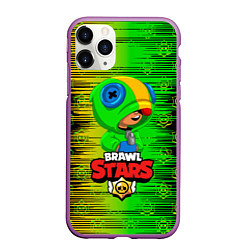 Чехол iPhone 11 Pro матовый BRAWL STARS LEON, цвет: 3D-фиолетовый