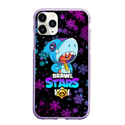 Чехол iPhone 11 Pro матовый BRAWL STARS LEON НОВОГОДНИЙ, цвет: 3D-светло-сиреневый