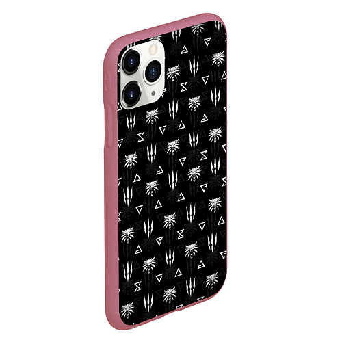 Чехол iPhone 11 Pro матовый ВЕДЬМАК / 3D-Малиновый – фото 2