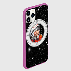 Чехол iPhone 11 Pro матовый Юрий Гагарин звездное небо, цвет: 3D-фиолетовый — фото 2