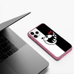 Чехол iPhone 11 Pro матовый MONOKUMA КАПЮШОН, цвет: 3D-малиновый — фото 2