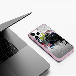 Чехол iPhone 11 Pro матовый Бурый медведь, цвет: 3D-розовый — фото 2