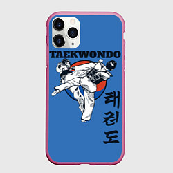 Чехол iPhone 11 Pro матовый Taekwondo, цвет: 3D-малиновый
