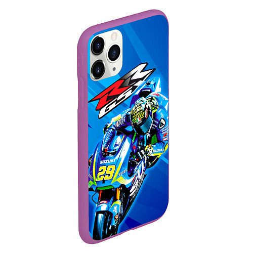 Чехол iPhone 11 Pro матовый Suzuki MotoGP / 3D-Фиолетовый – фото 2