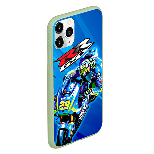 Чехол iPhone 11 Pro матовый Suzuki MotoGP / 3D-Салатовый – фото 2