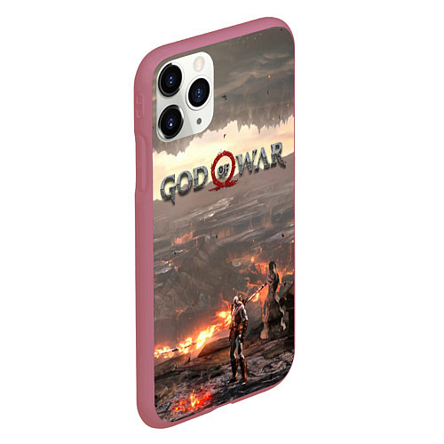 Чехол iPhone 11 Pro матовый GOD OF WAR / 3D-Малиновый – фото 2