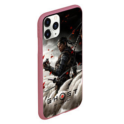 Чехол iPhone 11 Pro матовый Ghost of Tsushima, цвет: 3D-малиновый — фото 2