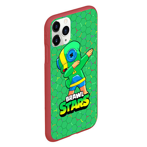 Чехол iPhone 11 Pro матовый Brawl Stars Leon, Dab / 3D-Красный – фото 2