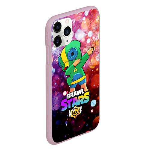 Чехол iPhone 11 Pro матовый Brawl Stars Leon, Dab / 3D-Розовый – фото 2