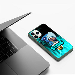 Чехол iPhone 11 Pro матовый Brawl Stars LEON SHARK, цвет: 3D-темно-зеленый — фото 2