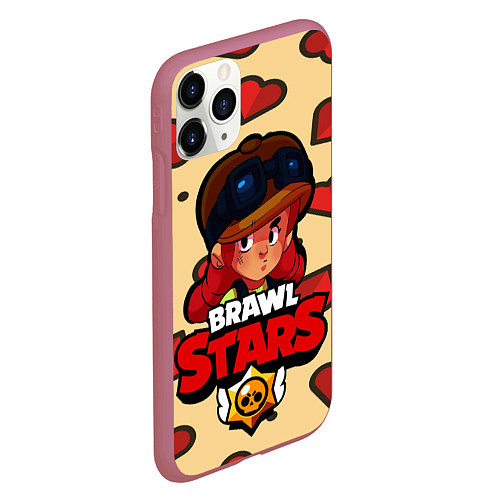 Чехол iPhone 11 Pro матовый Brawl Stars - Jessie / 3D-Малиновый – фото 2