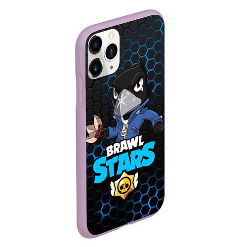 Чехол iPhone 11 Pro матовый BRAWL STARS CROW / 3D-Сиреневый – фото 2