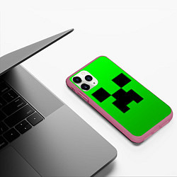 Чехол iPhone 11 Pro матовый MINECRAFT, цвет: 3D-малиновый — фото 2