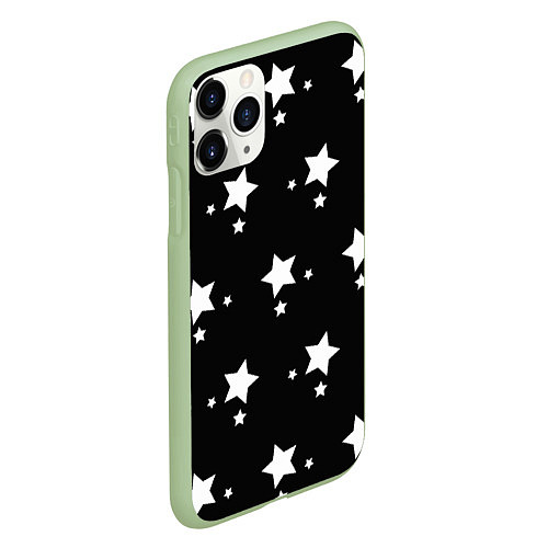 Чехол iPhone 11 Pro матовый Звезды, Звездное небо / 3D-Салатовый – фото 2