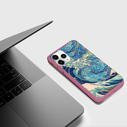 Чехол iPhone 11 Pro матовый Звездная ночь, цвет: 3D-малиновый — фото 2