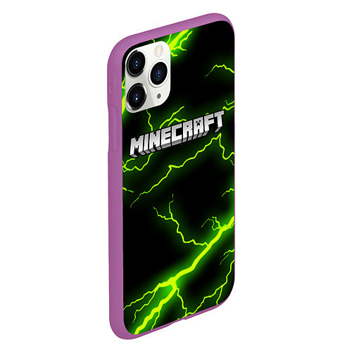 Чехол iPhone 11 Pro матовый MINECRAFT STORM / 3D-Фиолетовый – фото 2